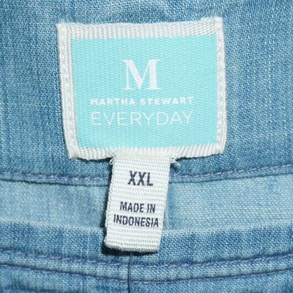 Martha Stewart  Denim Tunic Top Size XXL  Chambray Blue 3/4 Sleeve Shirt - Picture 2 of 3